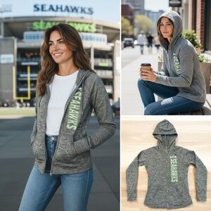 New Seattle Seahawks NFL Team Apparel Hooded Full Zip LS Sweater Jacket Women M